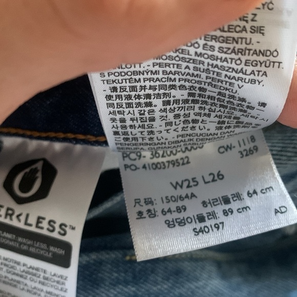 Levi’s 501 Ripped distressed buttons fly jeans high waist medium wash size 25‎ - Picture 5 of 16